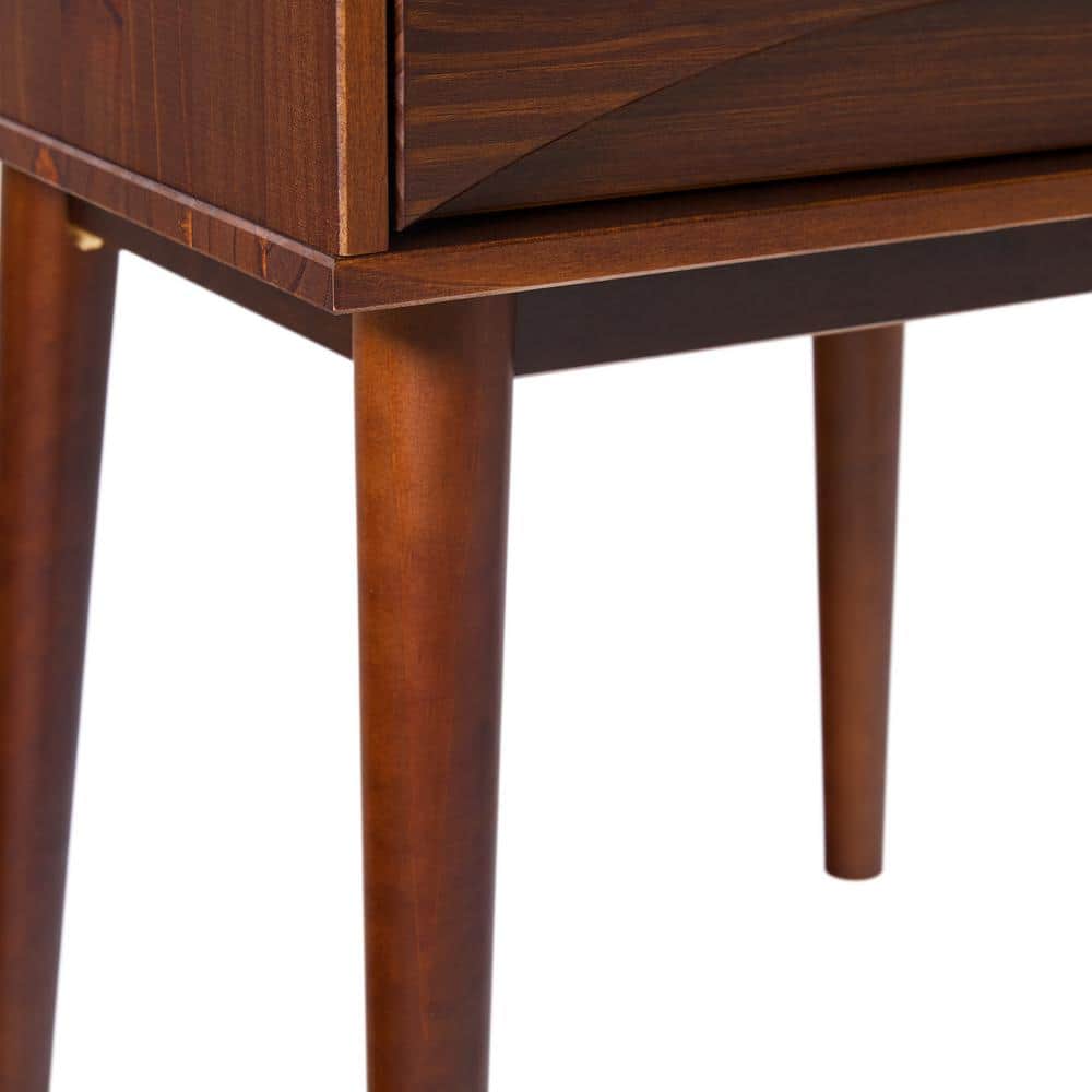 Walnut Solid Wood Mid-Century Modern 1-Drawer Nightstand