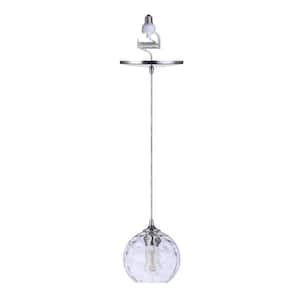 WHP 1-Light Recessed Light Conversion Kit Brushed Nickel Shaded Pendant Light with Water Glass Globe Shade