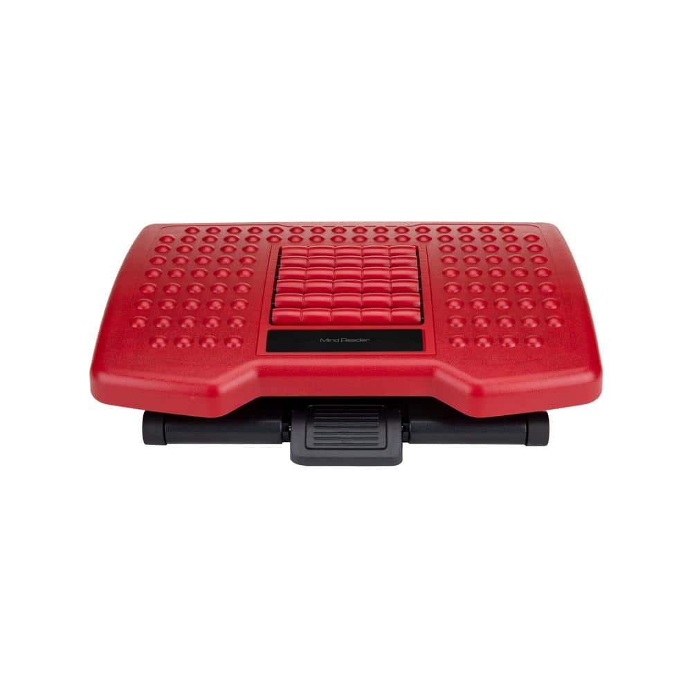 Mind Reader Red Adjustable Height Ergonomic Foot Rest with Massage