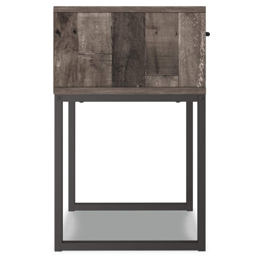 Neilsville Gray and Black 1-Drawer Nightstand with Metal Legs