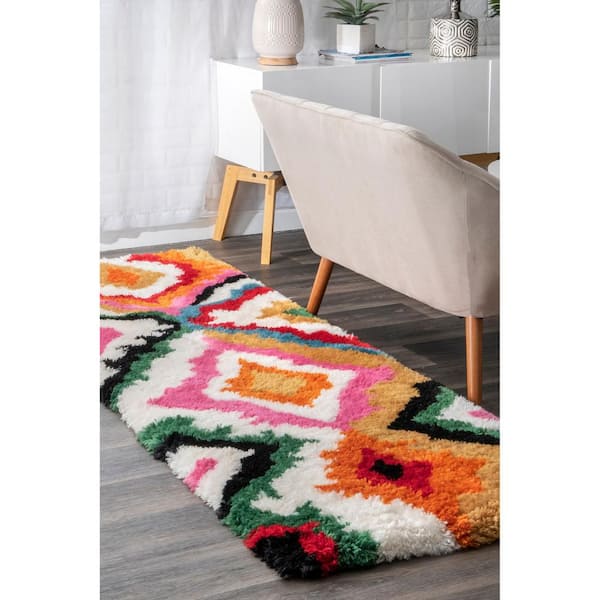 Abbey Carnival Shag Multi 3 ft. x 8 ft. Runner Rug