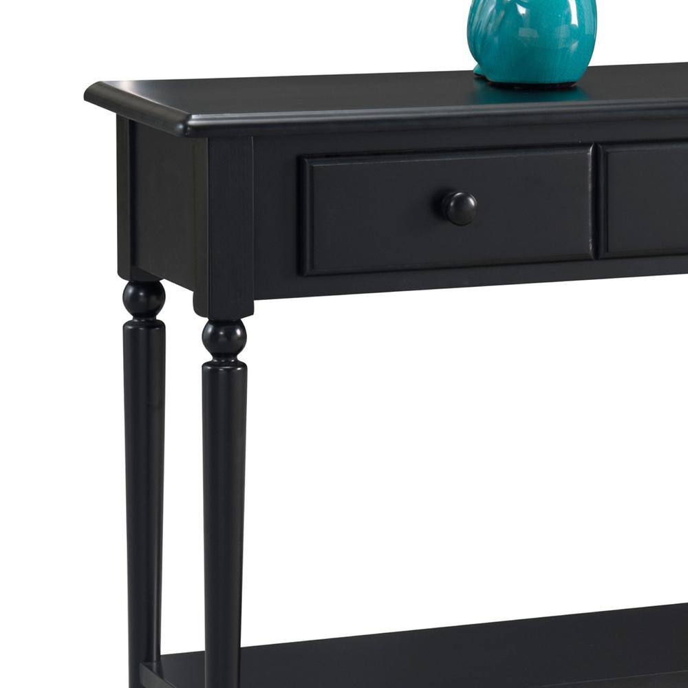 Swan Black Coastal Wood Sofa Console with Storage