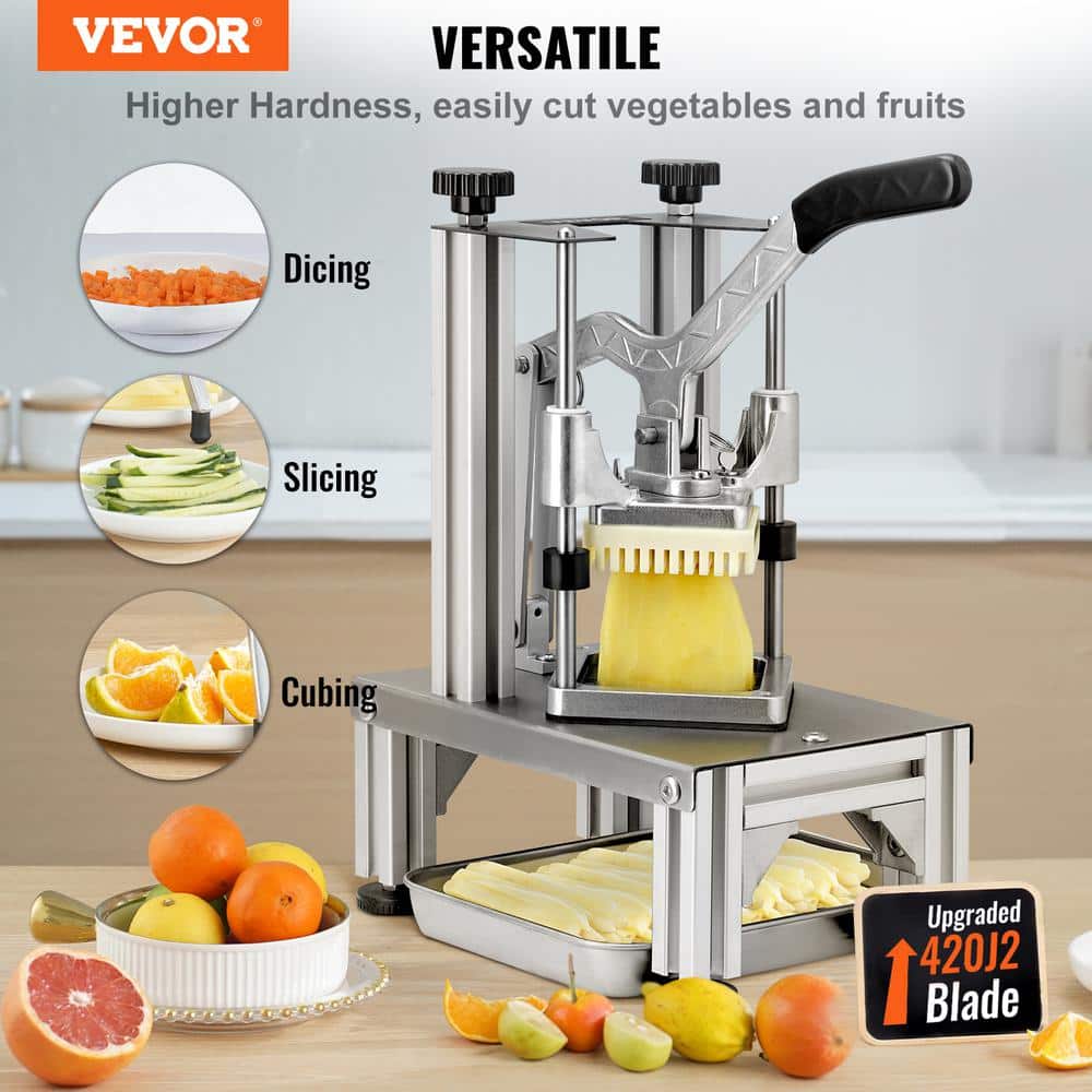 Heavy-Duty Silver Commercial Vegetable Chopper with 4 Blades
