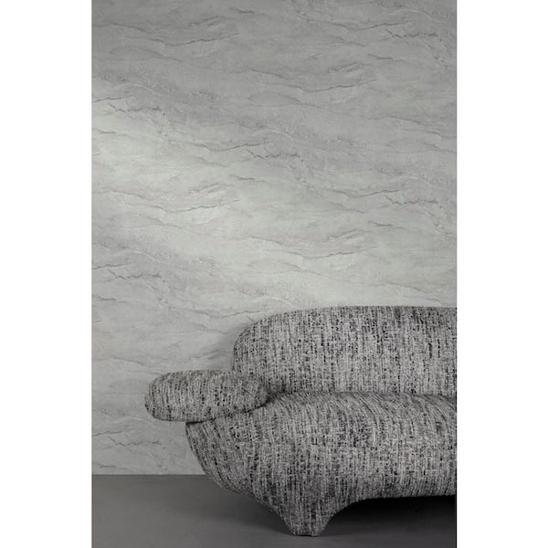 Grey Faux Marble Print Non Woven Non-Pasted Textured Wallpaper 57 sq. ft.