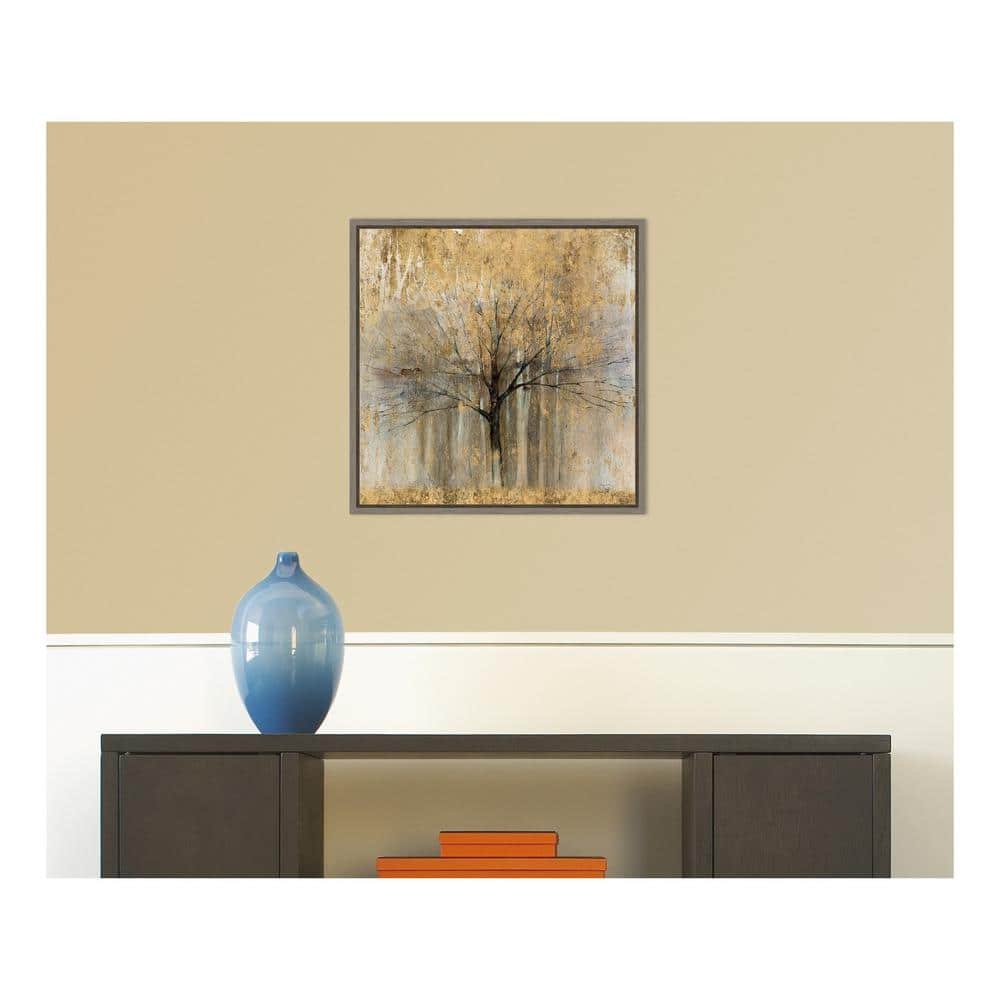Gold Abstract Autumn Tree Framed Canvas Wall Art