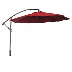 10 ft. Outdoor Offset Cantilever Patio Umbrella in Red with Crank