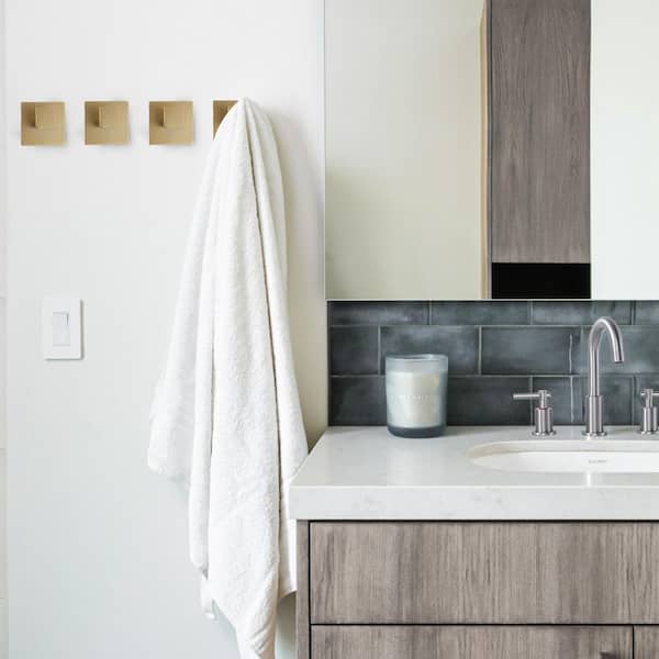 Stainless Steel Wall-Mounted J-Hook Bathroom Robe/Towel Hook in Brushed Gold (4-Pack)