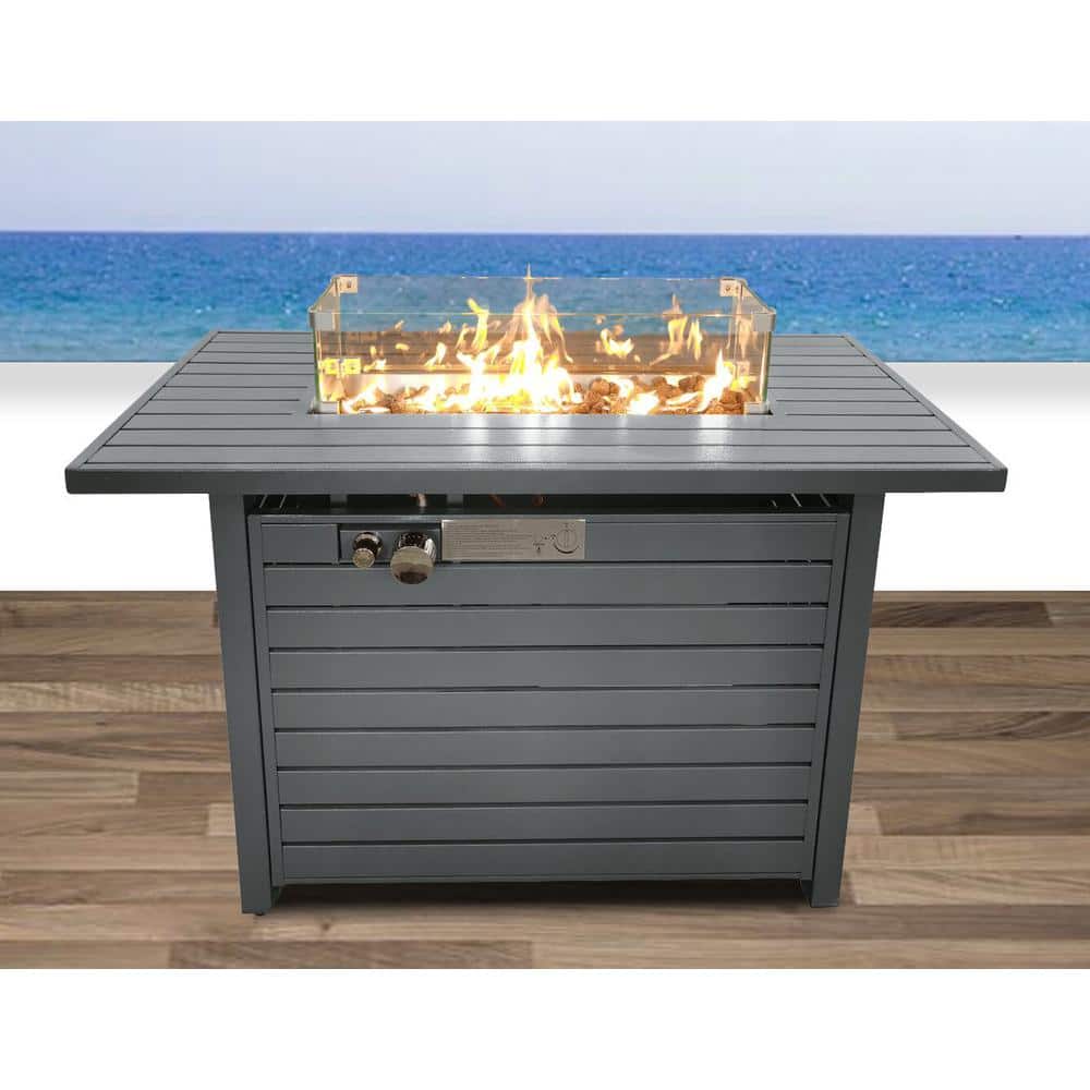 11in.H x 42in.L Steel Propane Outdoor Fire Pit Table, 50000BTU Propane Fire