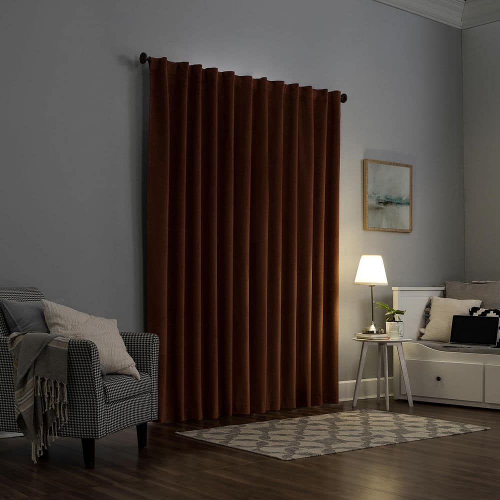 Terracotta Velvet Blackout Back Tab Curtain Panel