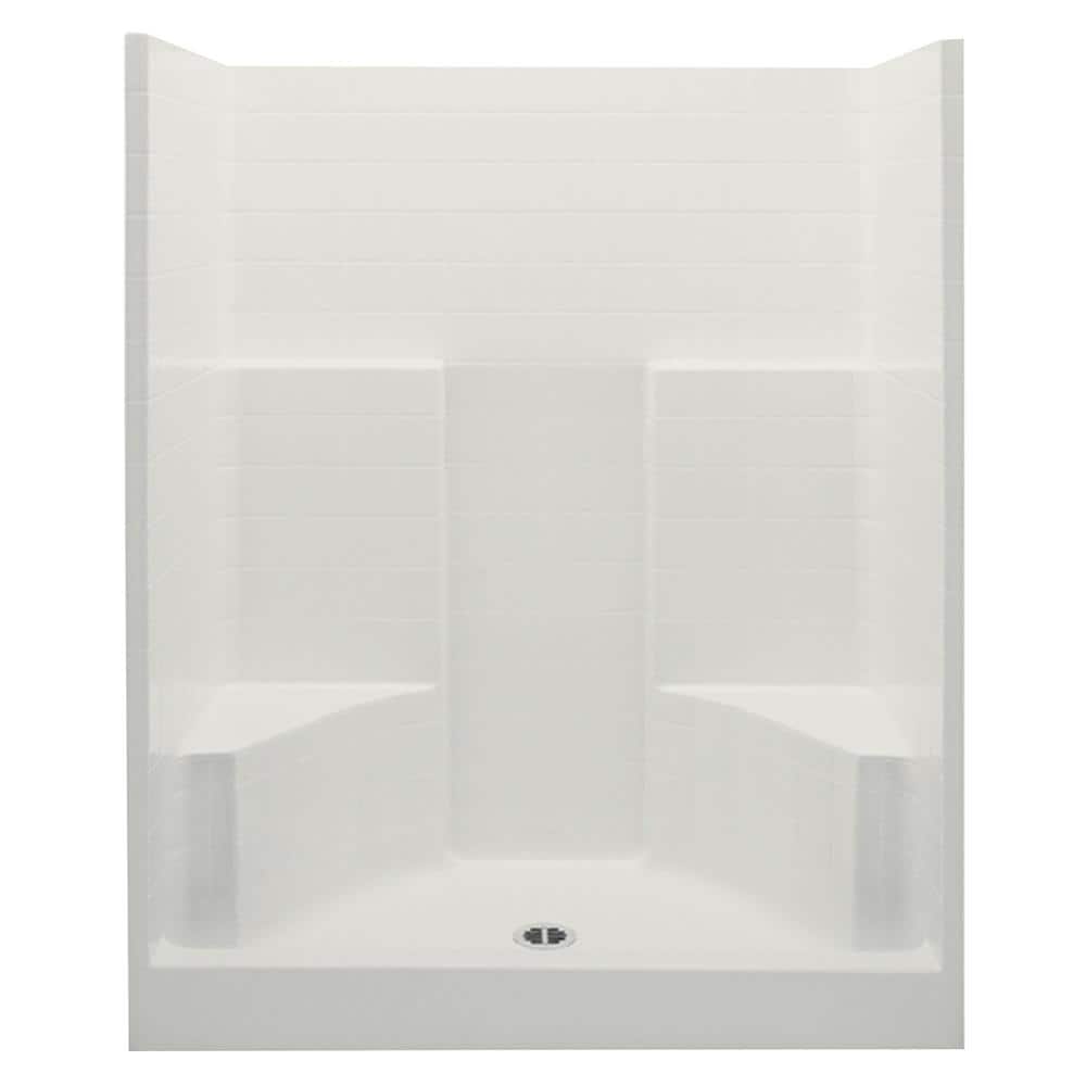 Everyday 60 in. x 35 in. x 72 in. 1-Piece Shower Stall with 2 Seats and Cen