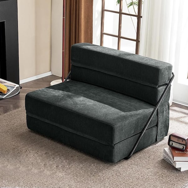 39.37 in. Chenille Dark Gray Full Size Sofa Bed