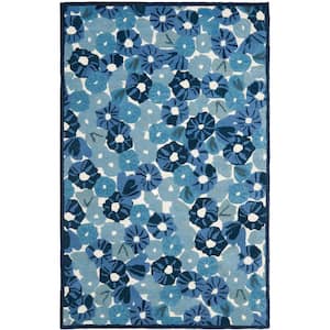 Martha Stewart Azurite Blue 9 ft. x 12 ft. Floral Area Rug