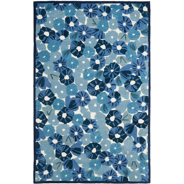 SAFAVIEH Martha Stewart Azurite Blue 9 ft. x 12 ft. Floral Area Rug