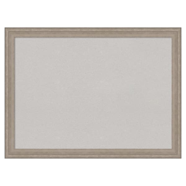 Amanti Art Curve Grey Wash Wood Framed Grey Corkboard 31 in. x 23 in. Bulletin Board Memo Board