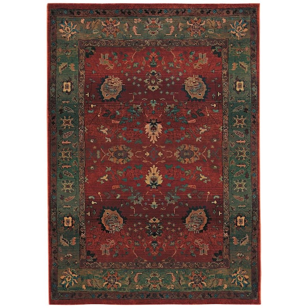 Unbranded Kaiden Red/Green 4 ft. X 6 ft. Floral Area Rug