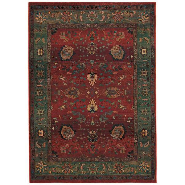 Unbranded Kaiden Red/Green 6 ft. X 9 ft. Floral Area Rug