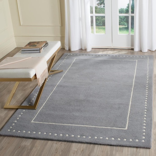 Bella Silver/Ivory 6 ft. x 9 ft. Border Area Rug