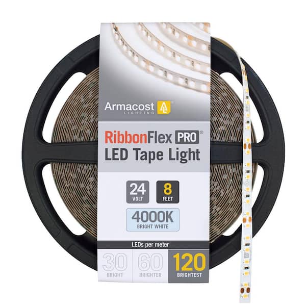 Armacost Lighting RibbonFlex Pro 24-Volt White LED Strip Light Tape 120 LED/m 4000K 8 ft. (2.5 m)