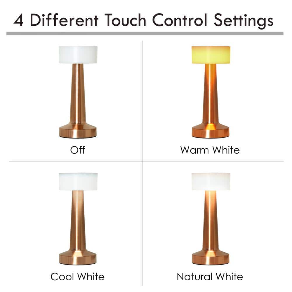 Copper 8.5" Cordless Touch Sensor Saucer Desk Lamp