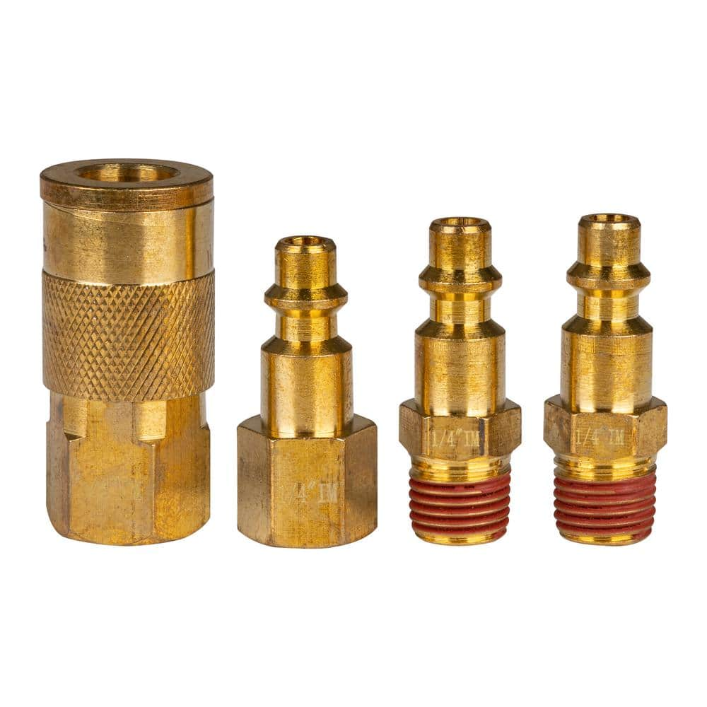 Husky 1/4 in. Industrial NPT Plug and Coupler Kit (4-Piece) HKATA091011 ...