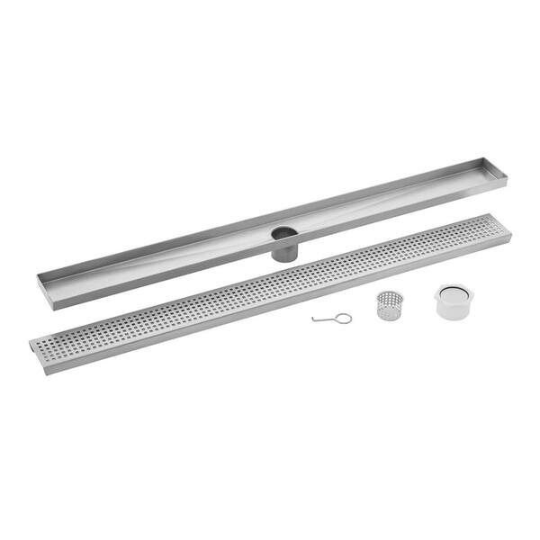 Cahaba 48 in. Stainless Steel Square Grate Linear Shower Drain