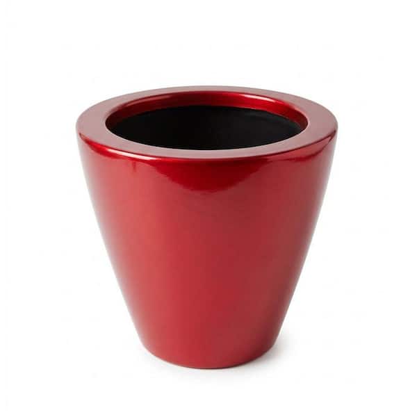 Elmnook 4.7 in. and 9.4 in. Tall Red Indoor/Outdoor ABS Plastic Round Self-Watering Planter Set (2-Pack)