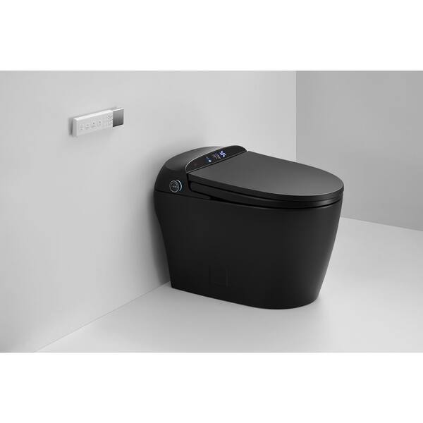 Elongated Bidet Toilet 1.1 GPF in Black with Water Tank, LED Screen Display, Off-Seat Auto Flush and Heated Seat