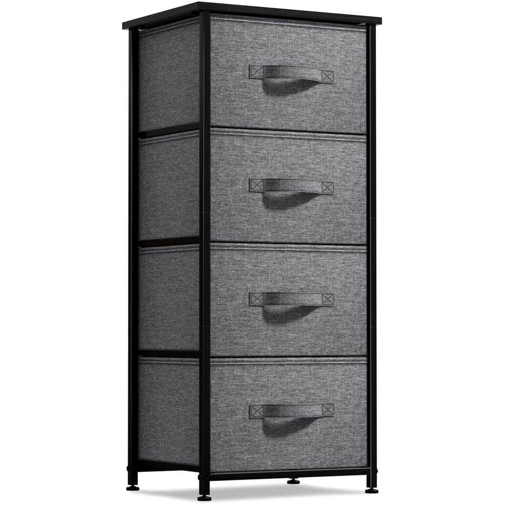 Black and Charcoal Tall 4-Drawer Storage Dresser