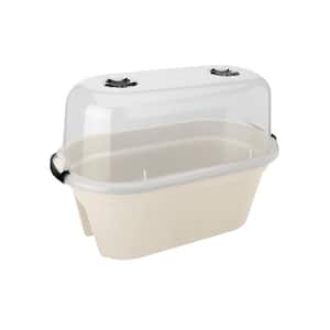 22 in. Cotton White Plastic Oval Planter with Cover