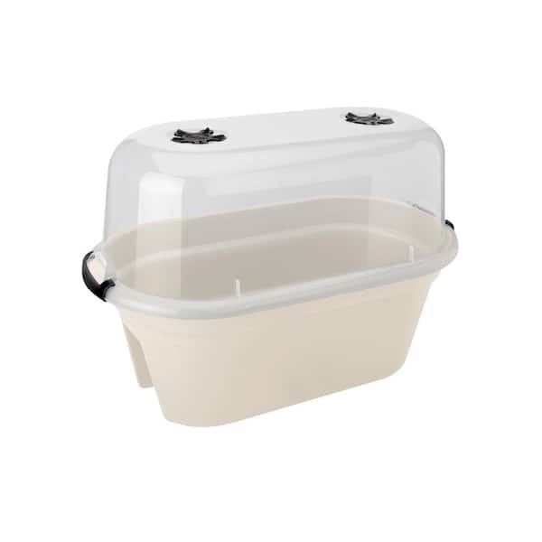 ELHO 22 in. Cotton White Plastic Oval Planter with Cover