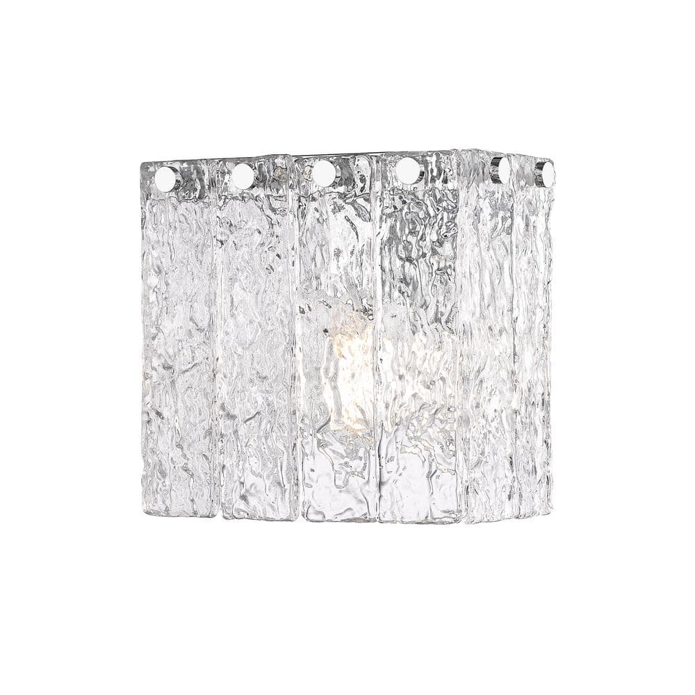 Glacier 1-Light Chrome Wall Sconce with Clear Glass Shade