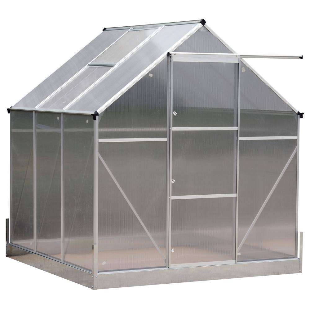 Outsunny 6.25 ft. L x 6.25 ft. W x 7.2 ft. H Aluminum Polycarbonate ...