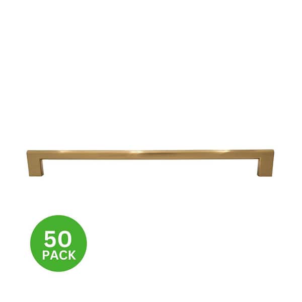 50-Pack Vail 12 in. (305 mm) Center-to-Center Modern Satin Brass Bar Drawer Pull