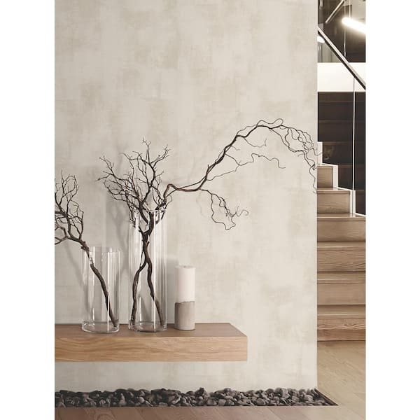 396 in. x 20.9 in. Beige Italian Plaster Wallpaper Roll