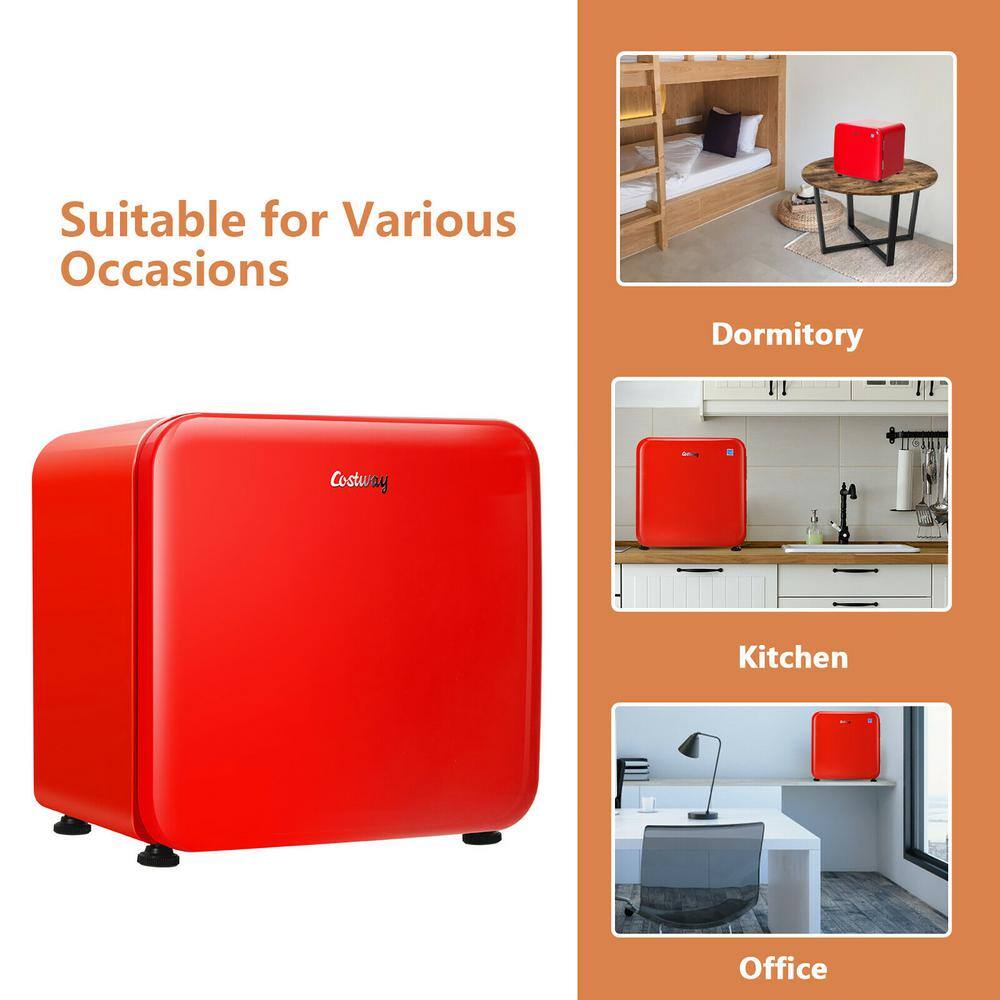 1.6 Cubic Feet Red Compact Mini Refrigerator with Reversible Door