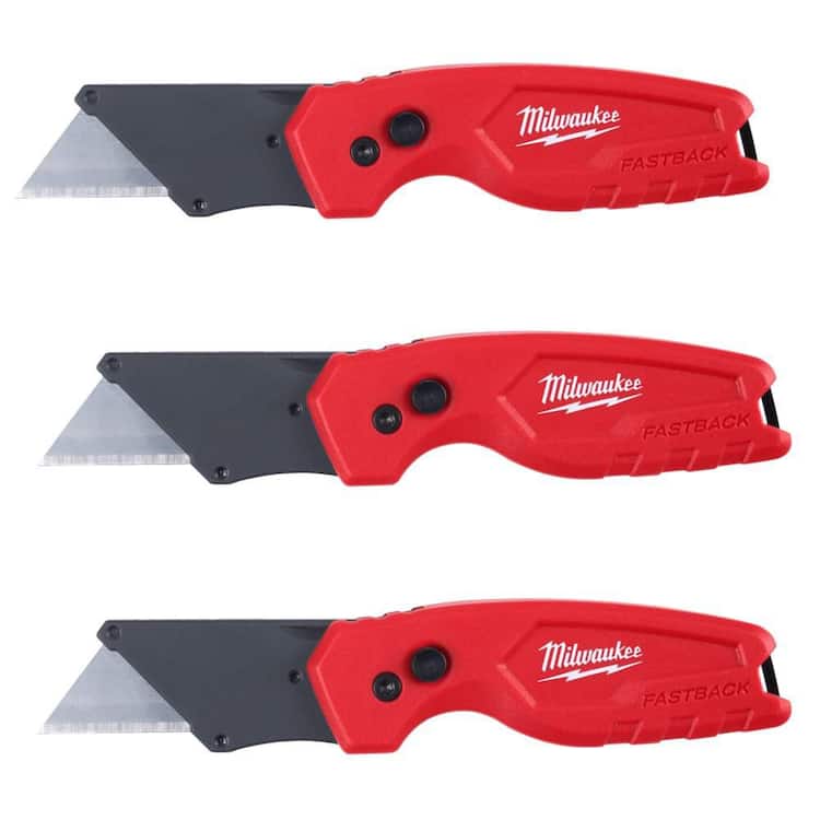 Milwaukee FASTBACK Compact Folding Utility Knife with General Purpose Blade (3-Pack)