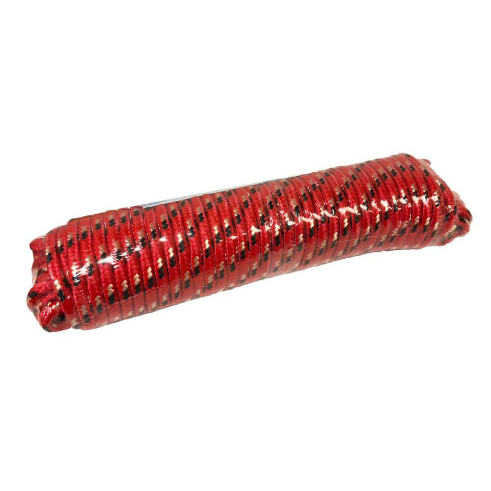 Diamond Braid Poly Rope 3/8 In x 100 Ft 244 lbs Limit - Blue, Red, White -  New 