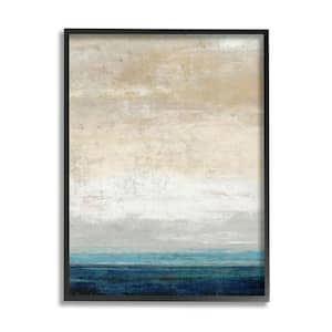 Distressed Ocean Landscape Abstract Design by Suzanne Nicoll Framed Abstract Art Print 20 in. x 16 in.