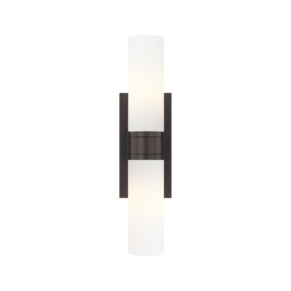 Innovations Ballston Urban 18 in. 2-Light Oiled Brass Vanity Light with Glass Shade