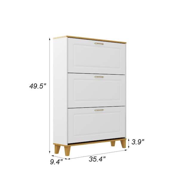 FUFU&GAGA 49.5 in. H x 35.4 in. W 24-Pairs White Wood Shoe Storage