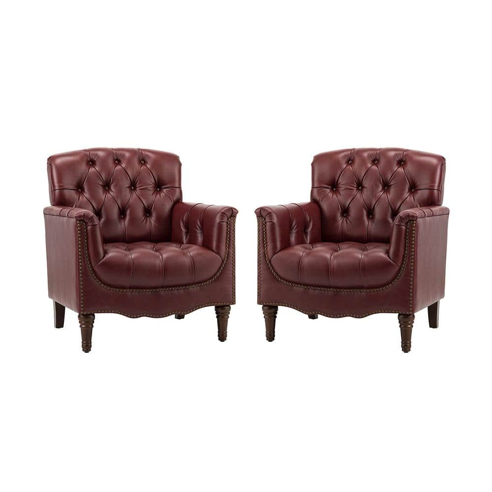 Burgundy leather 2025 accent chair