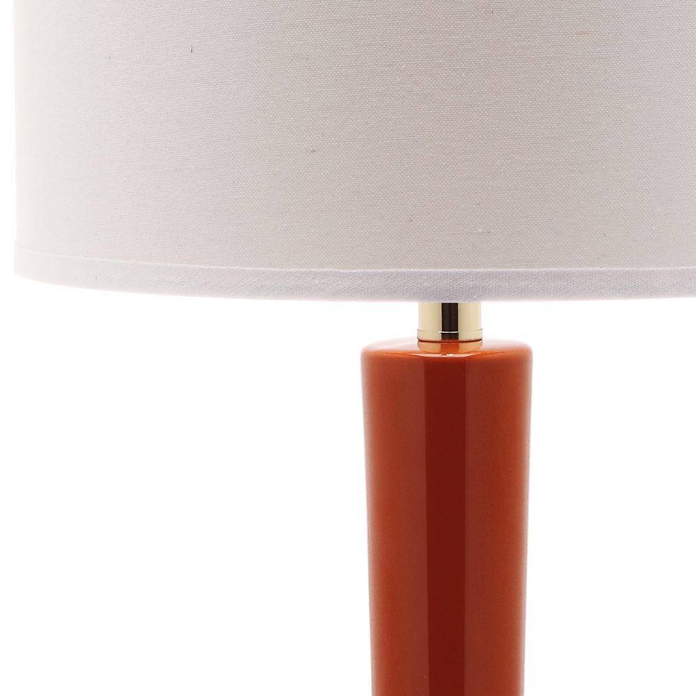 Mae Blood Orange Ceramic Long Neck Table Lamp Set with White Shades