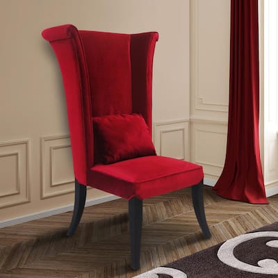 Mad Hatter 52 in. Red Velvet and Black Wood Finish Dining Chair