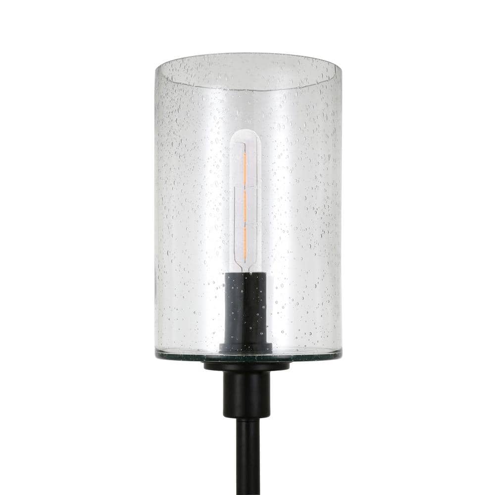 Panos 66" Industrial Bronze Floor Lamp with Seeded Glass Shade