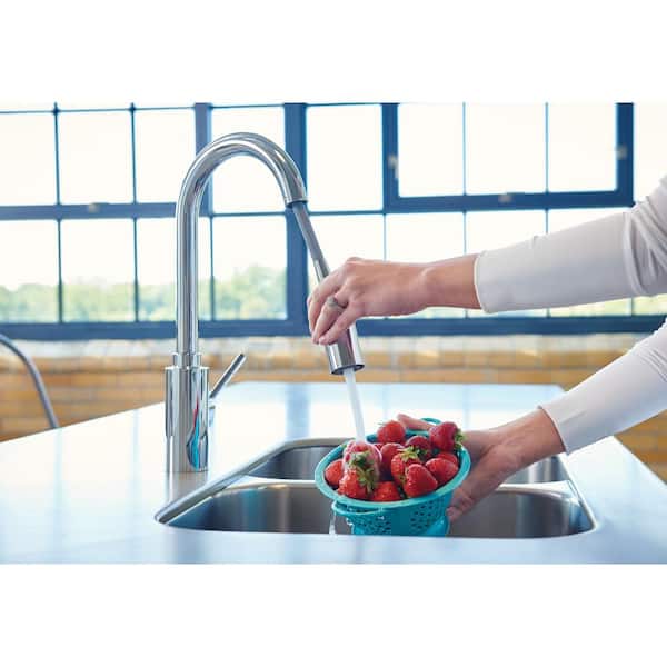 Genta LX Chrome 16 in. H Pull Down Sprayer Kitchen Faucet with 360 Degree Spout Swivel and Power Boost