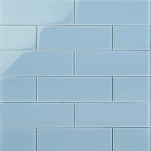 Contempo Blue Gray Polished 4 in. x 12 in. x 8 mm Glass Subway Tile (15 pieces 5 sq.ft/Box)