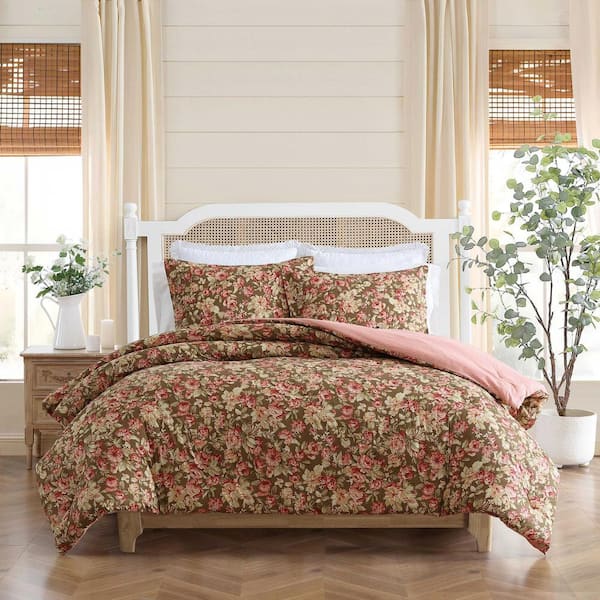 Laura Ashley Bloomsbury 3-Piece Cotton Chocolate Brown Full/Queen