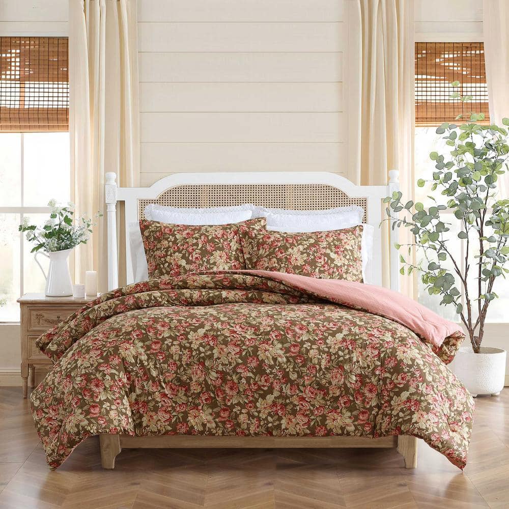 Laura Ashley Bloomsbury 3-Piece Cotton Chocolate Brown King