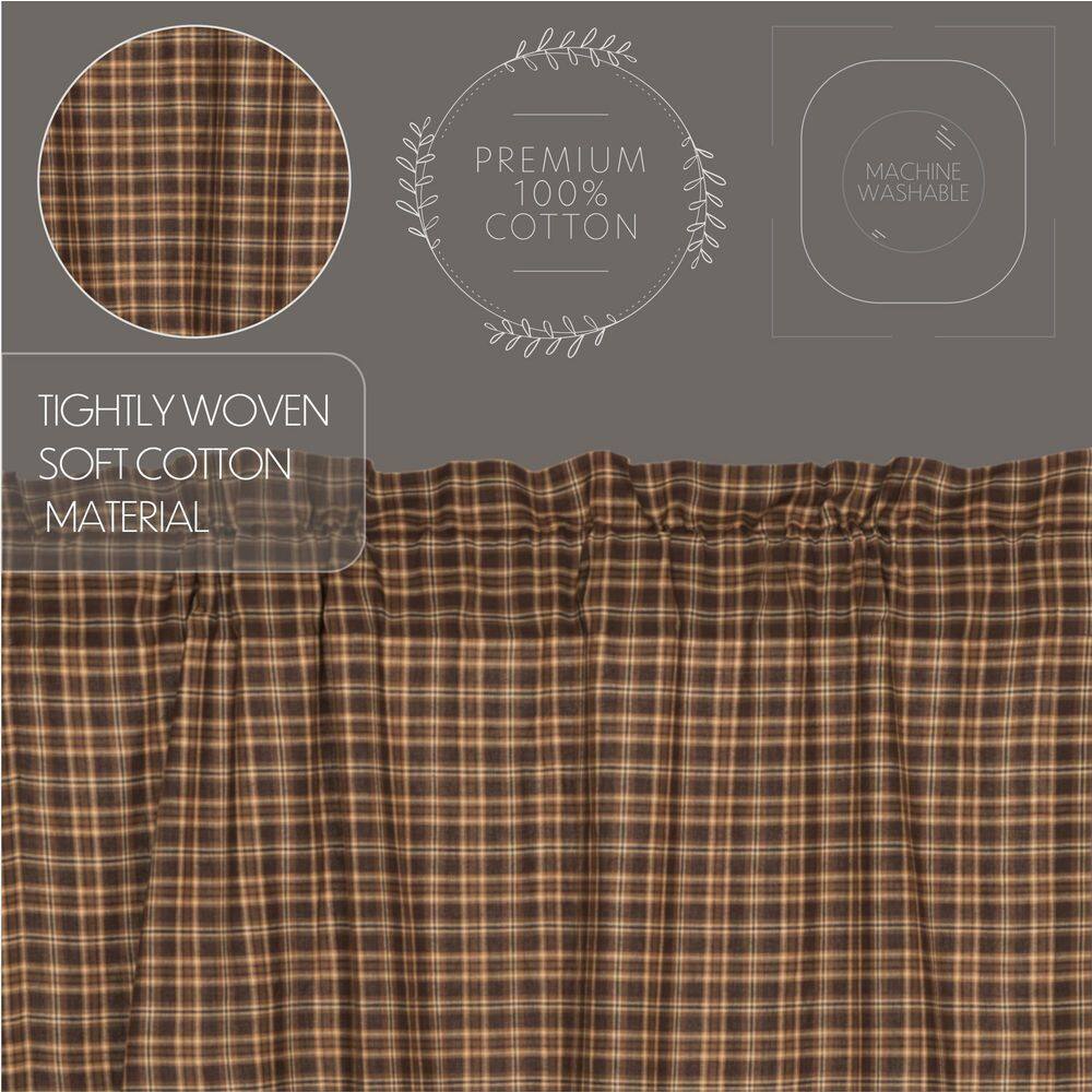 Prescott Dark Brown Cotton Plaid Scalloped Valance