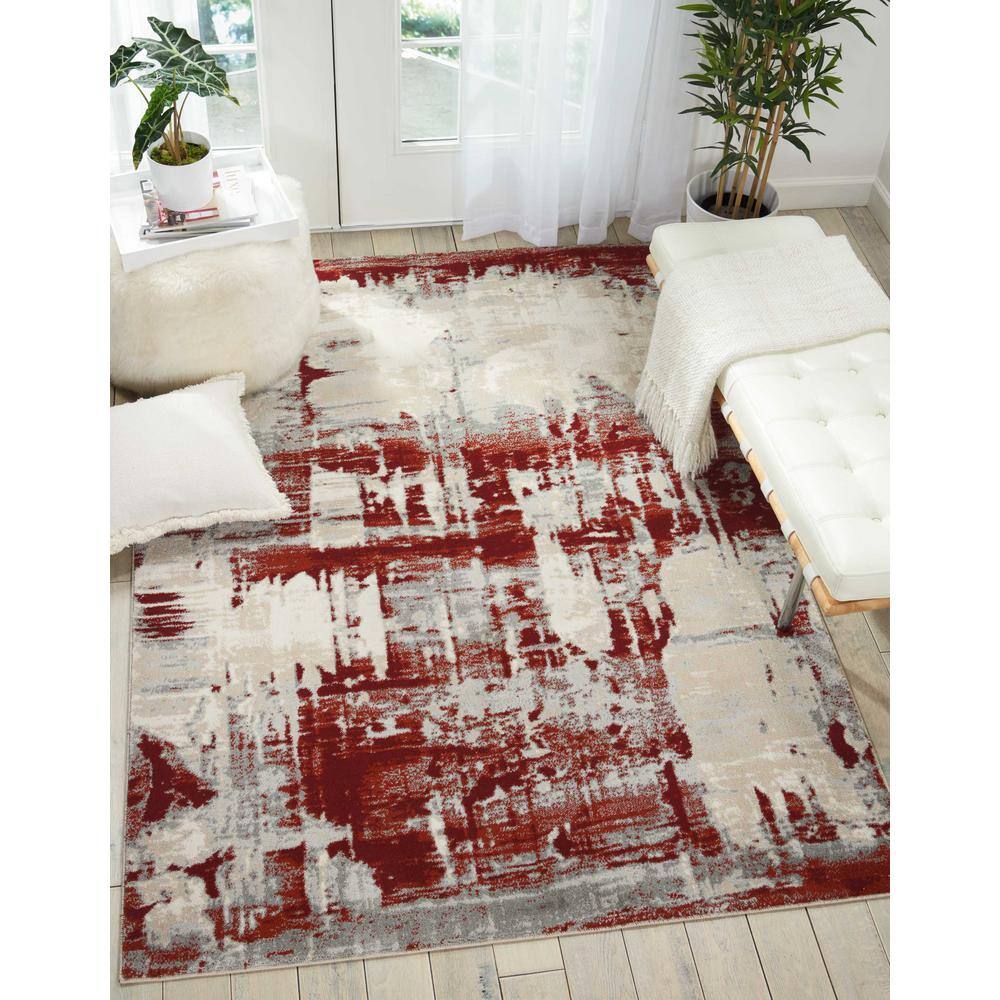 Ivory Abstract Elegance 5' x 7' Power Loomed Synthetic Rug